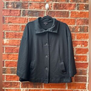 J. Jill Womens Large Black Thick Ponte Knit Boxy Cardigan Sweater